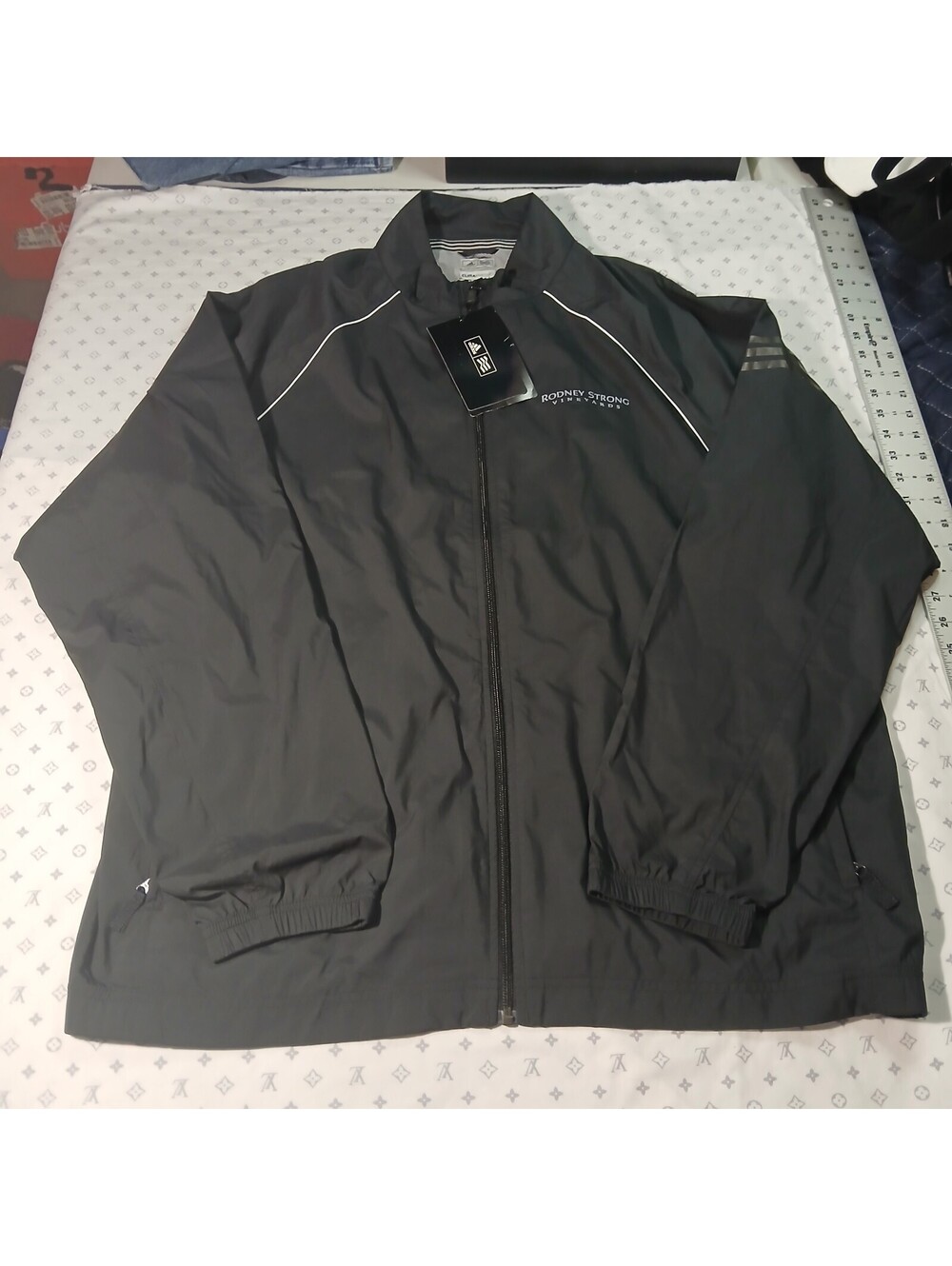 Adidas ClimaProof Black Windbreaker Jacket Rodney Strong Vineyards Logo XL